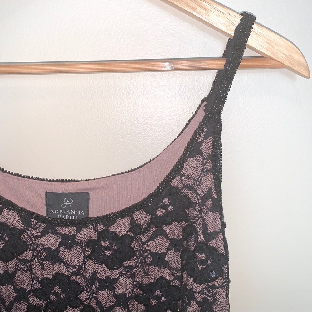 Adrianna Papell‎ Black Beaded Lace Cocktail Dress - Picture 3 of 7